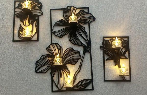 Elegant Black Flower Wall Decor (3 pieces)