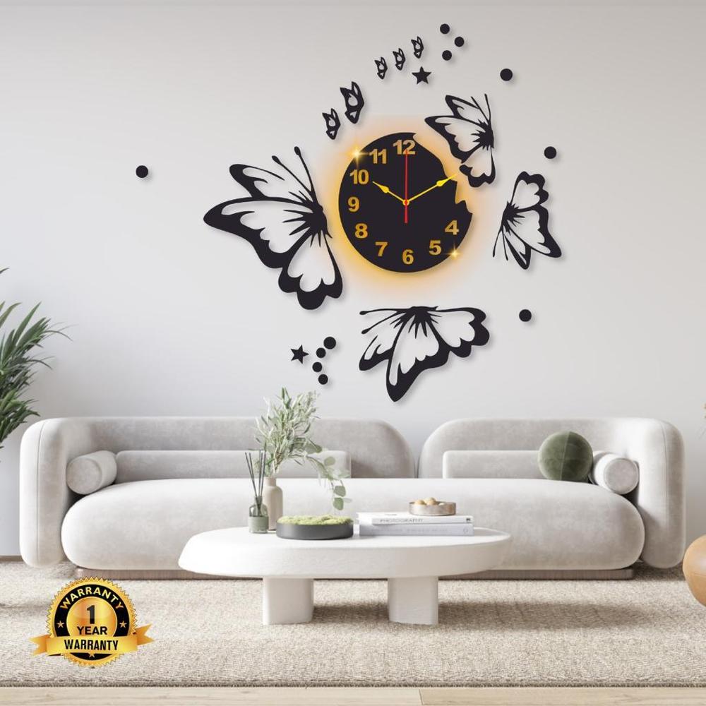 Butterfly Wall Clock With Back Light