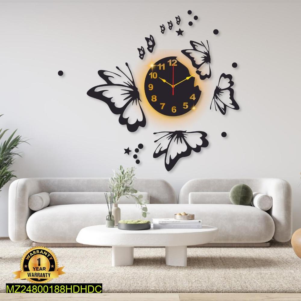 Butterfly Wall Clock With Back Light