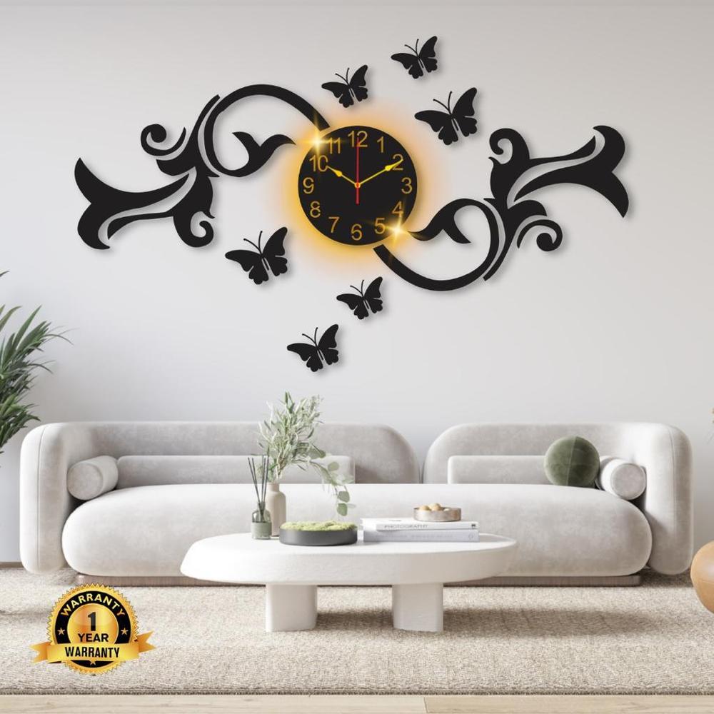 Butterfly Design Wall Clock with Back Light