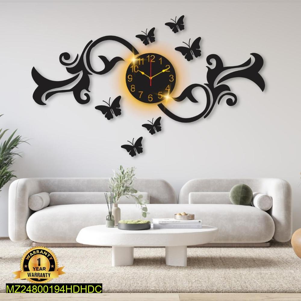 Butterfly Design Wall Clock with Back Light